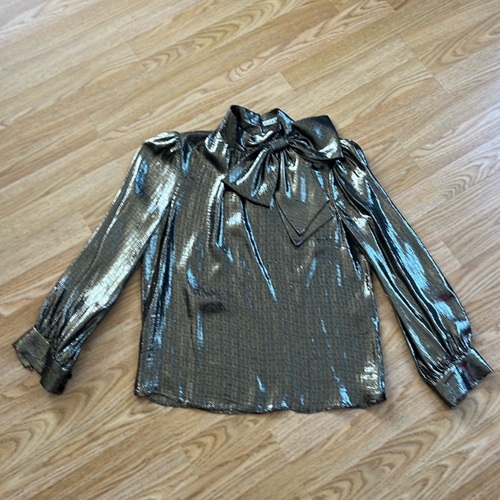 Alice + Olivia Gold Shirt with Bow